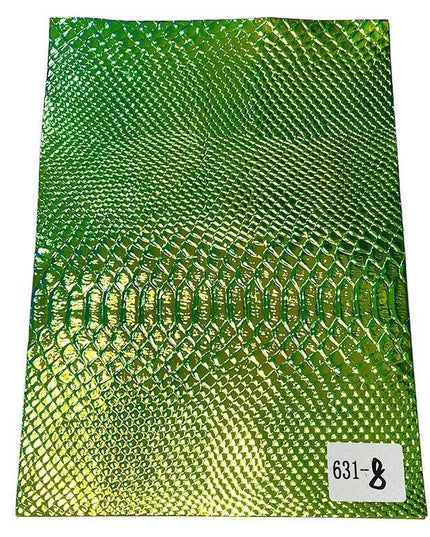 Iridescent Holographic Faux Leather Crafting Sheet with Snake Skin Embossing