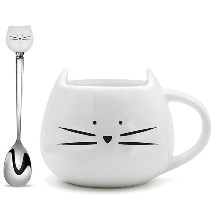 Adorable Cat Ceramic Mug and Spoon Set - Whimsical Drinkware for Your Favorite Beverages - 400ml Capacity