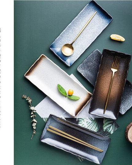 Elegant Square Ceramic Sushi Plate Collection - 5 Piece Set