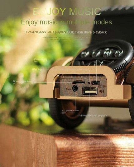 Vintage Style Bluetooth Speaker with Enhanced Bass - Perfect Audio Companion for Music Lovers