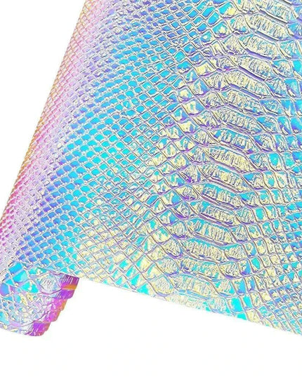 Iridescent Holographic Snakeskin PU Leather Craft Roll for Creative DIY Adventures