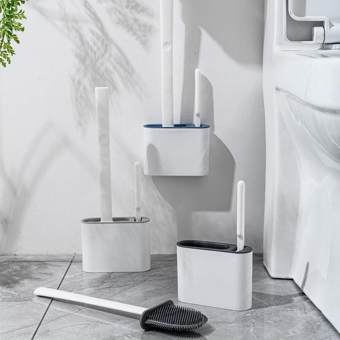 Effortless Cleaning Solution: Bendable Silicone TPR Toilet Brush Set with Hanging Holder