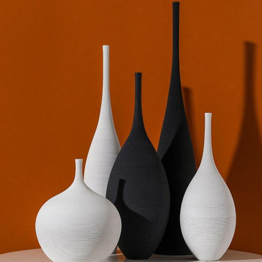 Scandinavian Black and White Zen Vase for Tranquil Home Setting
