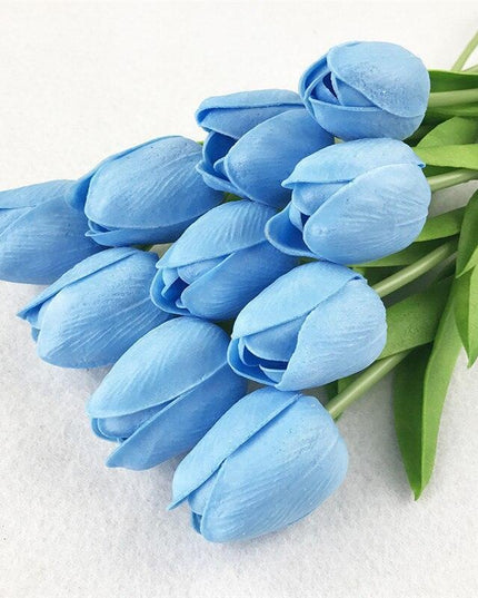 Elegant 10-Piece Lifelike Faux Tulip Bouquet - Real Touch Flower Set