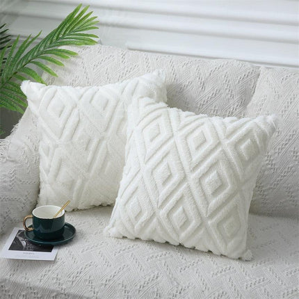Chic Nordic White Cotton Pompom Pillow Cover - Luxurious Home Decor Accent