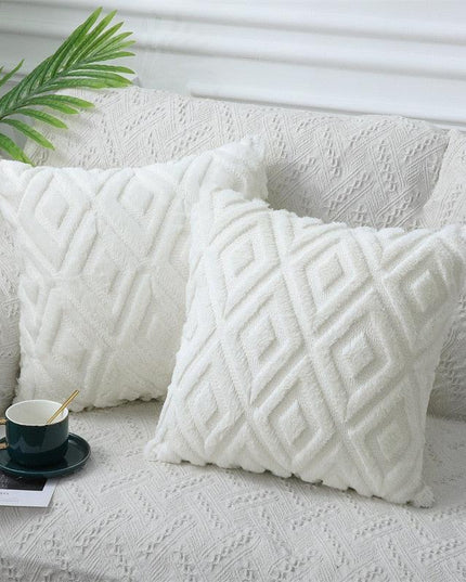 Chic Nordic White Cotton Pompom Pillow Cover - Luxurious Home Decor Accent