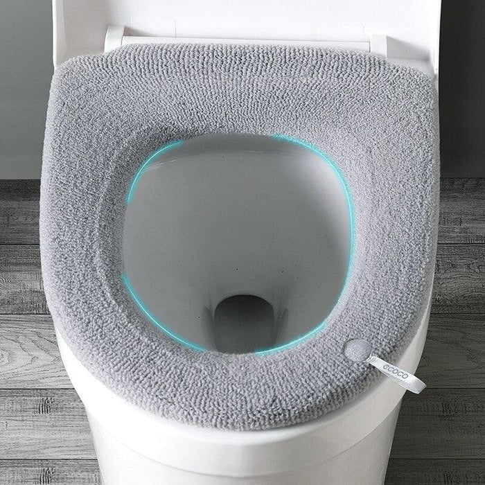 Winter Warmth Toilet Seat Cover with Handle - Luxurious and Reusable Bathroom Mat