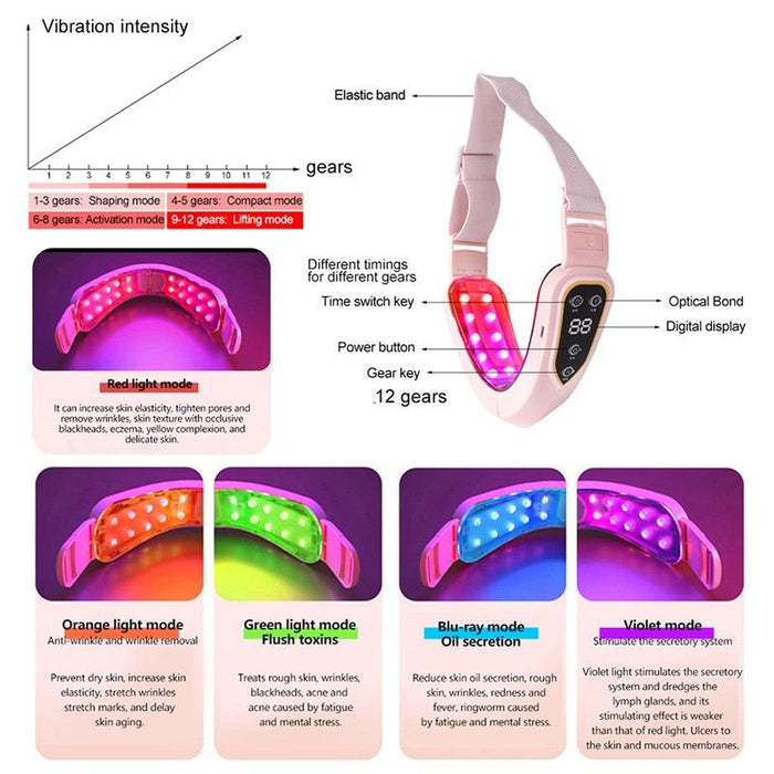Vibrant V-Face Sculpting Device with LED Light Therapy and Dynamic Massage Technology