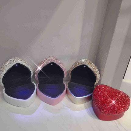 Radiant LED Rhinestone Heart Jewelry Organizer Box