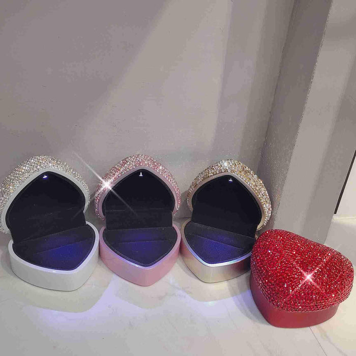 Radiant LED Rhinestone Heart Jewelry Organizer Box