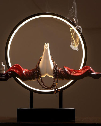 Tranquil Buddha Incense Waterfall Diffuser - Premium Ceramic Aroma Cascade Burner