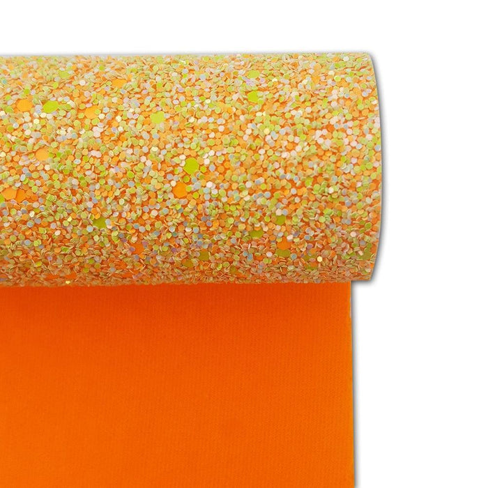 Orange Glitter Faux Leather Roll - Sparkling Material for Stylish DIY Bags and Accessories