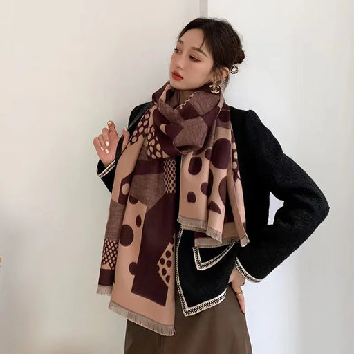 Korean Style Double-Sided Cashmere & Acrylic Winter Scarf for Women