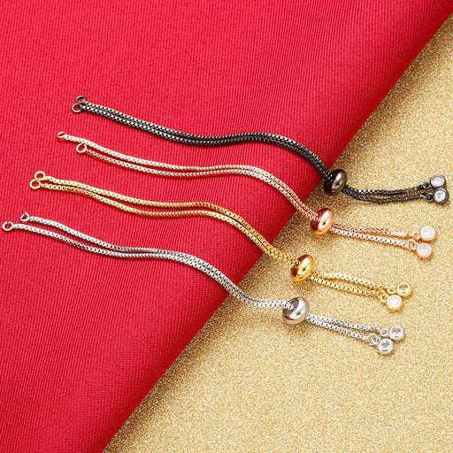 Elegant Brass and Rhinestone Adjustable Chain for Custom Bracelets - Length 3x240mm