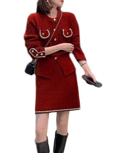 Chic Korean Knit Cardigan and Mini Skirt Ensemble | Stylish 2023 Autumn/Winter Collection