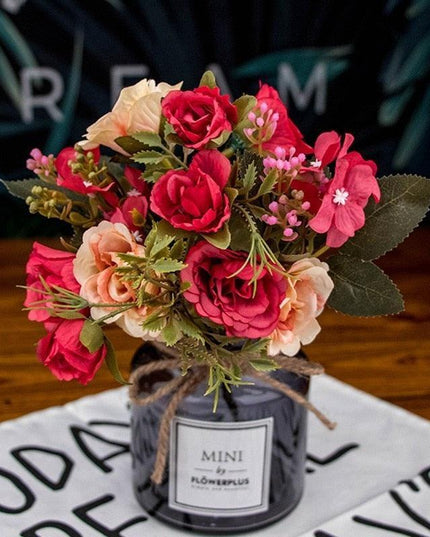 Lifelike Faux Peony Bouquet - 30cm, 7 Vibrant Colors