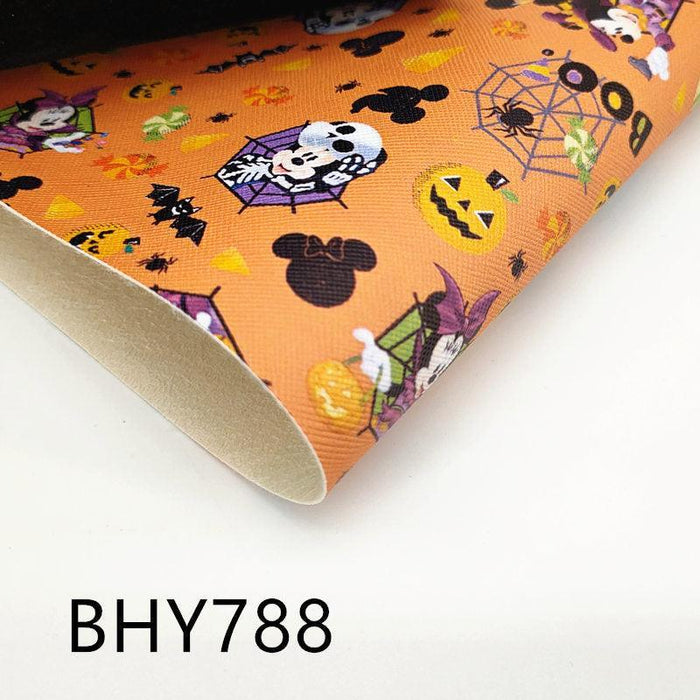 Cartoon Print Synthetic Leather Sheet - Versatile A4 Crafting Material