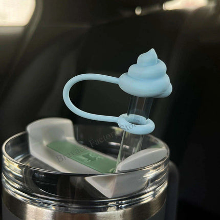 Whimsical Poop-Themed Silicone Straw Caps for Stanley Tumblers - Fun Drink Shields