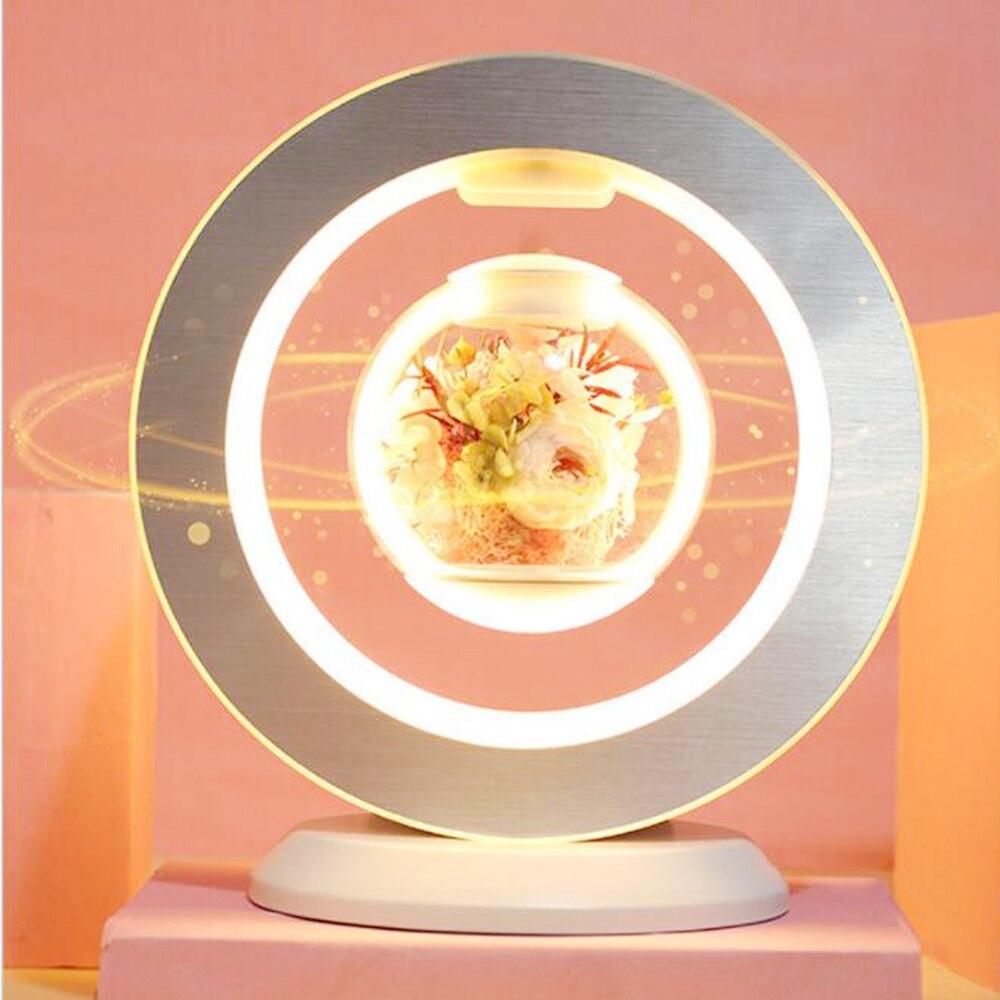 Magnetic Levitation Immortal Flower Decoration Creatives Lamp Floating Table LED Night Light For Home Decor Gift Desk Lamp-Très Elite-White Color-China-EU Plug-Très Elite