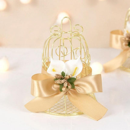 Charming Mini Gold Birdcage Treat Boxes - Perfect Favors for Elegant Celebrations