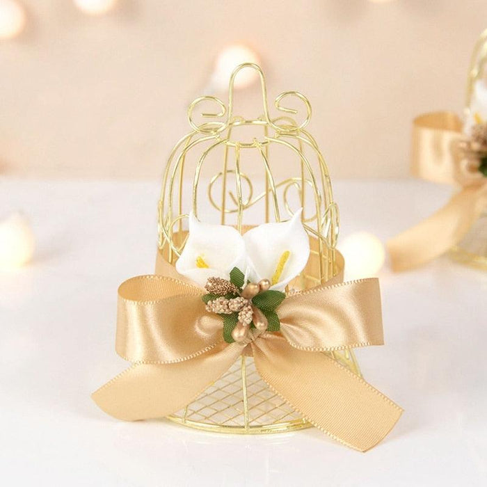 Charming Mini Gold Birdcage Treat Boxes - Perfect Favors for Elegant Celebrations