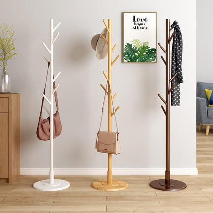 Chic Botanica Freestanding Wooden Coat Rack - Elegant Organizer for Jackets, Hats, and Bags