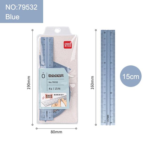 Geometry Precision Metal Ruler Set with Protractor for Designers