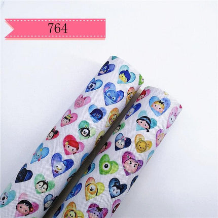 Cartoon-Inspired Faux Leather Craft Rolls - Set of 2 - 20x134cm Each