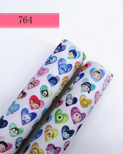 Cartoon-Inspired Faux Leather Craft Rolls - Set of 2 - 20x134cm Each