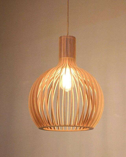 Nordic Elegance Wooden Pendant Light in Soft Shades