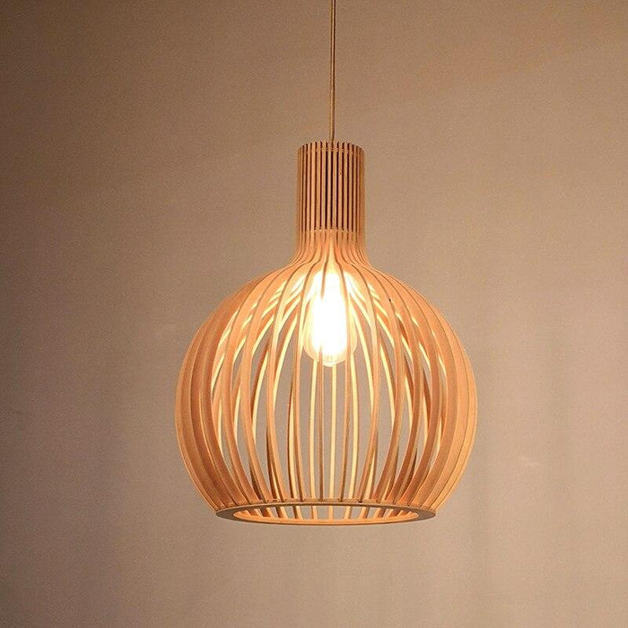 Scandinavian Style Wooden Pendant Lamp in Natural White and Black