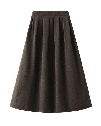Chic Korean High Waist Pleated Midi Skirt: Effortless Office to After-Hours Style
