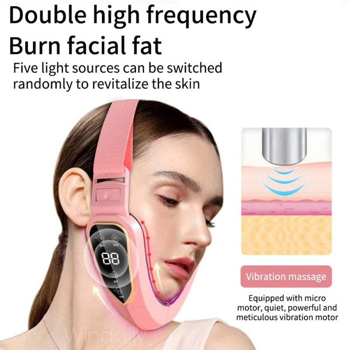 Vibrant V-Face Sculpting Device with LED Light Therapy and Dynamic Massage Technology