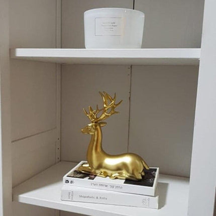 Elegant Golden Deer Duo: Stunning Resin Statues for Contemporary Home Decor