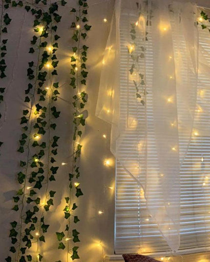 Ethereal Vine Wonderland: Premium Faux Rattan Garland with LED Illuminated Leaves
