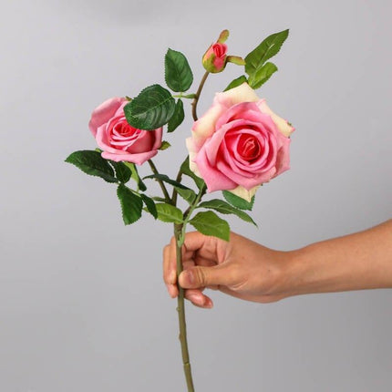 Chic Faux Rose Bouquet with Three Stunning Blooms for Home and Wedding Elegance