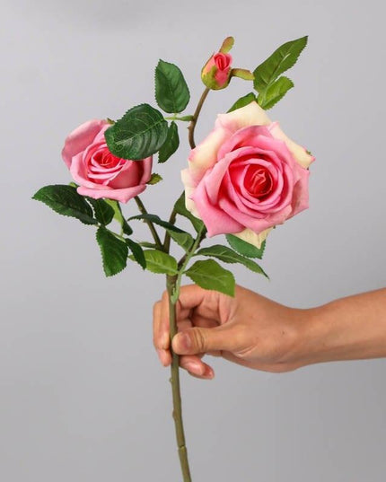 Chic Faux Rose Bouquet with Three Stunning Blooms for Home and Wedding Elegance