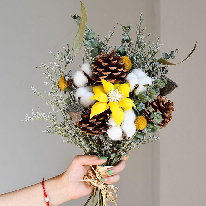 Eucalyptus and Daisy Dried Flower Hanging Arrangement - Natural Charm
