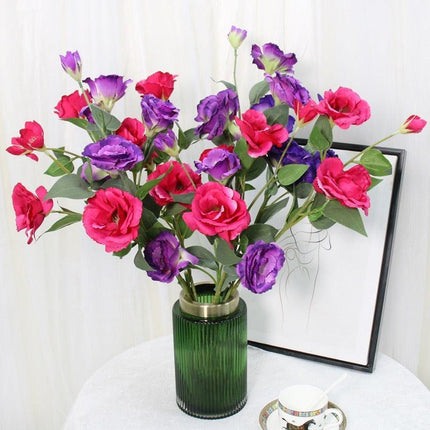 Deluxe 70cm Trigeminal Eustoma Silk Flower Bouquet - Lifelike Elegance