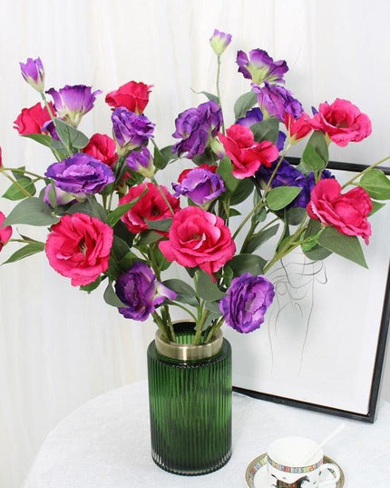 Deluxe 70cm Trigeminal Eustoma Silk Flower Bouquet - Lifelike Elegance