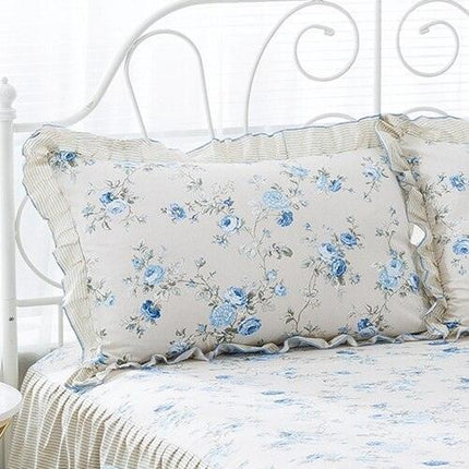 Elegant Ruffle Garden Cotton Pillowcase Duo - Premium Bedding Collection