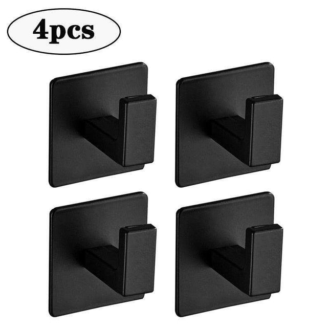 Sleek Black Wall Hook Organizer Set - Modern Storage Solution with Hassle-Free Installation