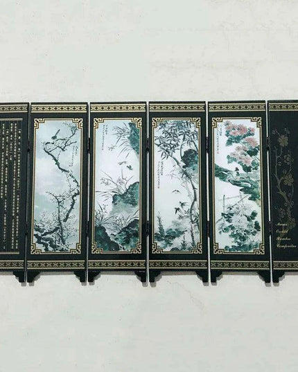 Pastoral Elegance Wooden Folding Room Partition