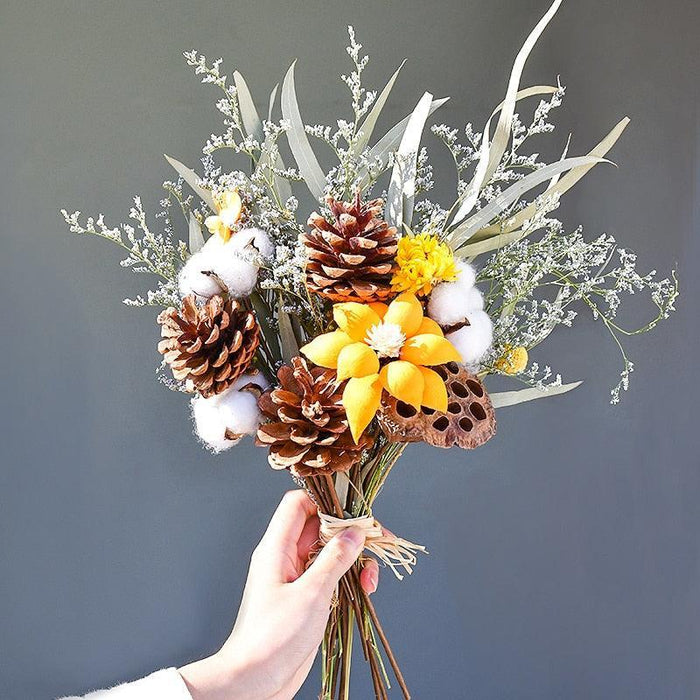 Eucalyptus and Daisy Dried Flower Hanging Arrangement - Natural Charm