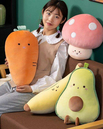 Adorable Avocado and Banana Plush Cushion - 55cm Soft Pillow for Kids