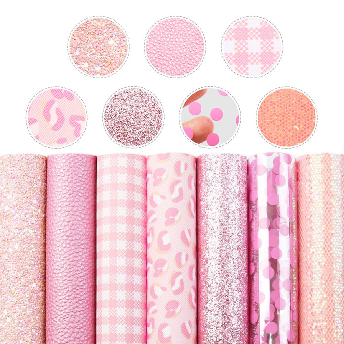 Pink Sparkling Lychee Faux Leather Sheets for Elegant Crafting