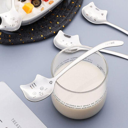 Charming Cartoon Cat Stainless Steel Tea Spoon - A Playful Dining Essential