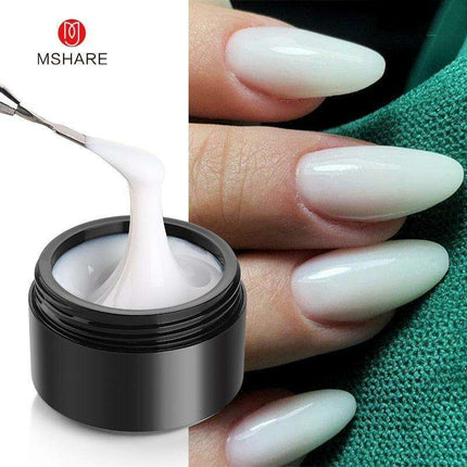 At-Home Salon Nail Extension Kit – Milky White UV Builder Gel for Professional Results