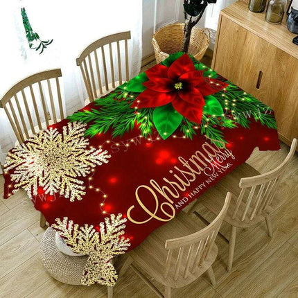 Joyful Christmas Striped Tablecloth - Waterproof Festive Home Decor