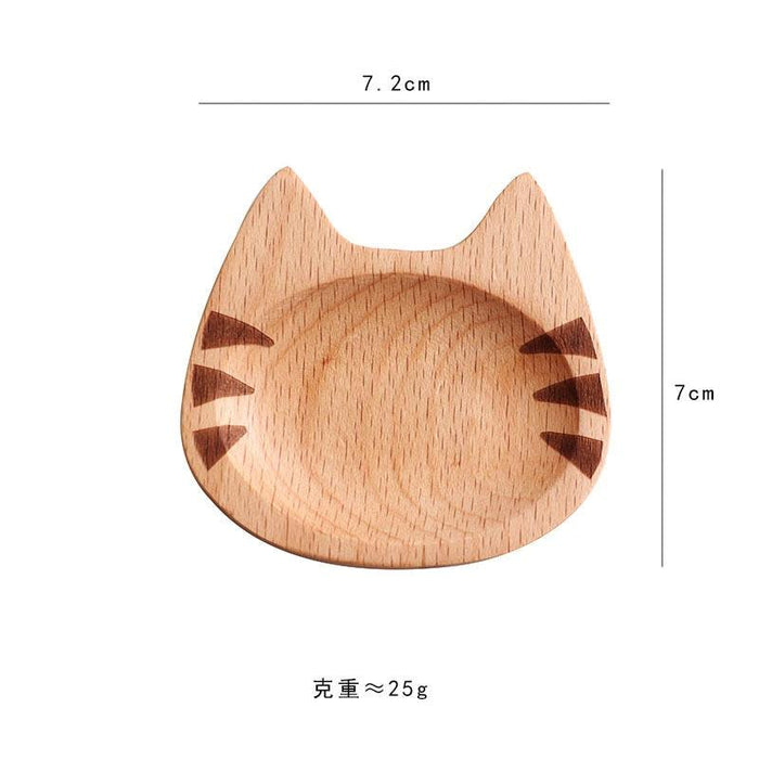 Charming Cat Wooden Condiment Set for Sushi and Dips